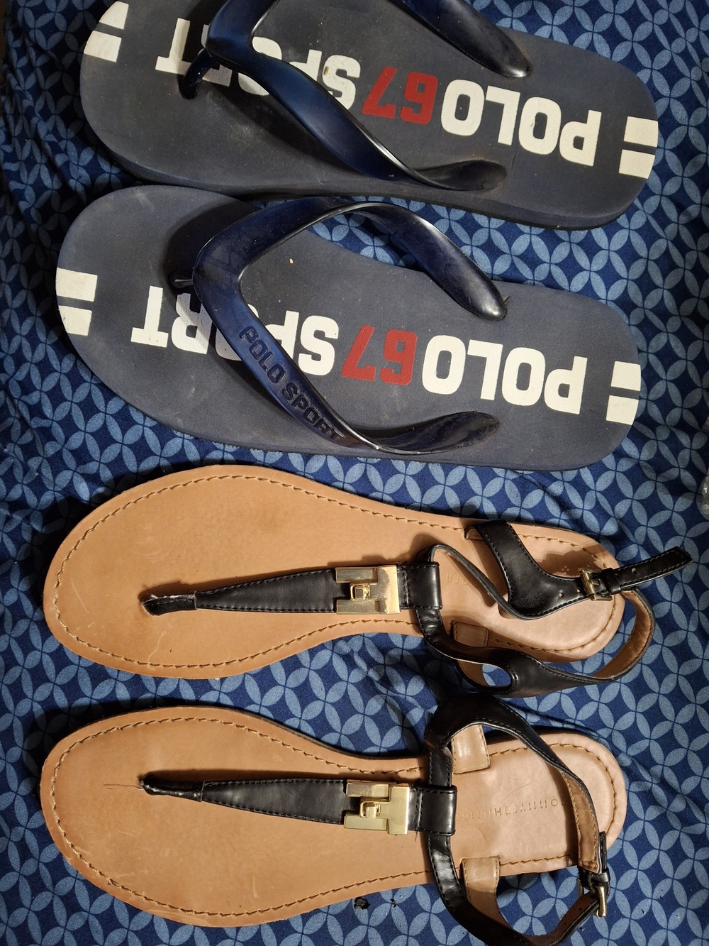 Lot of 2 Tommy Hilfiger & Polo Sport Ralph Lauren Sandals Flip Flops